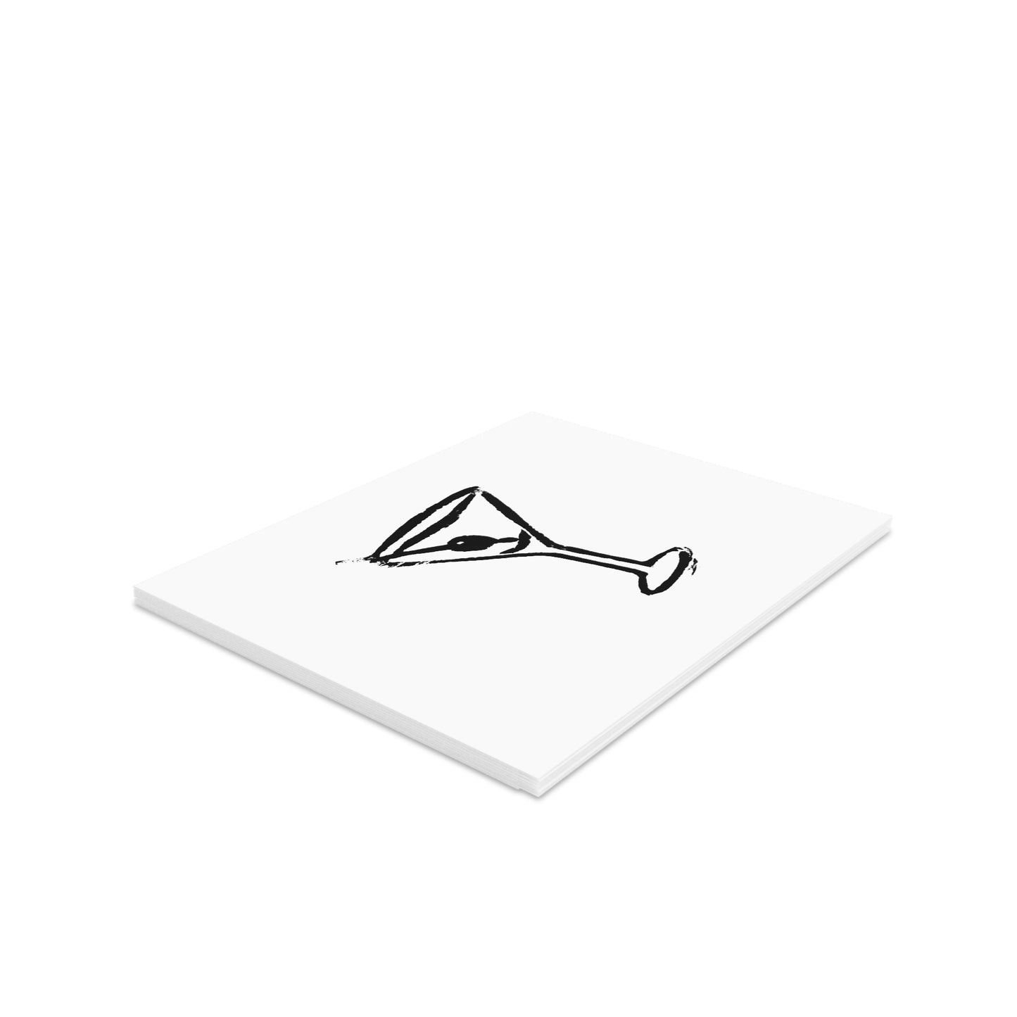 Martini Sketch Greeting Cards — Blank Cocktail Note Cards (8/16/24 pcs)