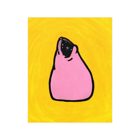 Abstract Pink Creature Poster — Cute Minimalist Wall Art (Vertical & Horizontal Matte)