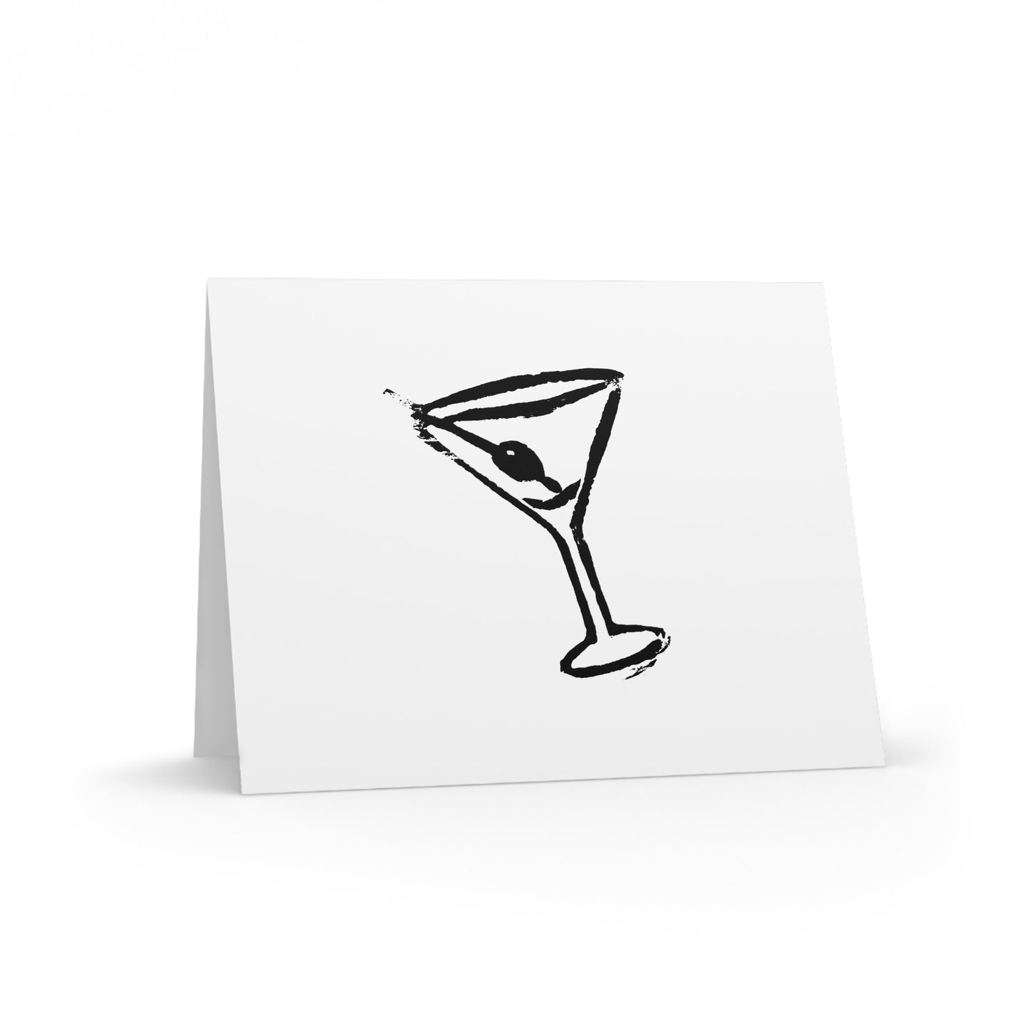 Martini Sketch Greeting Cards — Blank Cocktail Note Cards (8/16/24 pcs)